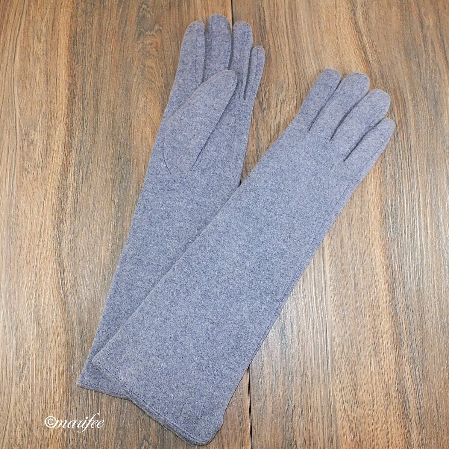 Lange Damen-Handschuhe, ca. 37 cm, gefüttert, Angora, Grau Lange Damen-Handschuhe, ca. 37 cm, gefüttert, Angora, Grau