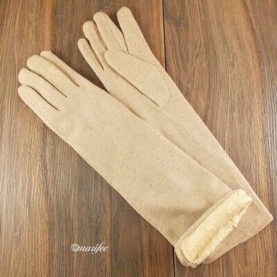 Lange Damen-Handschuhe, ca. 37 cm, gefüttert, Angora, Beige Lange Damen-Handschuhe, ca. 37 cm, gefüttert, Angora, Beige
