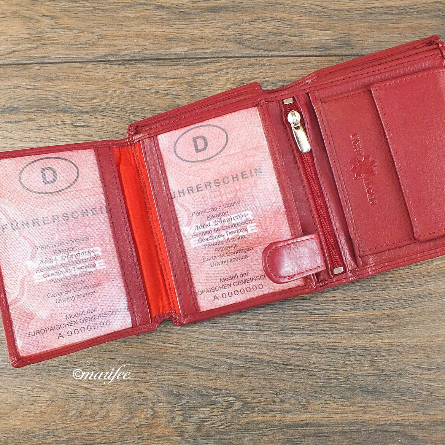 Kombi-Geldbörse Nappa-Leder, rot, Unisex