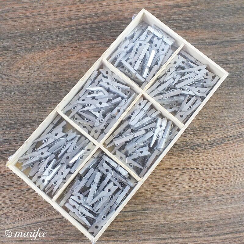 Mini-Wäscheklammern, Holz, Silber, 144 Stück Mini-Wäscheklammern, Holz, Silber, 144 Stück