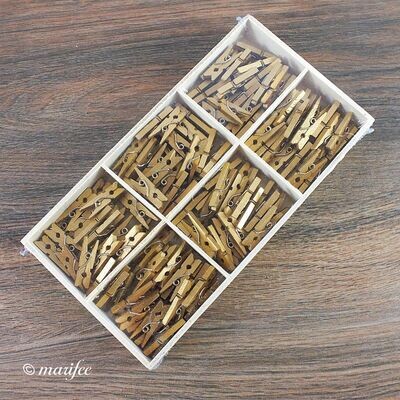 Mini-Wäscheklammern, Holz, Gold, 144 Stück Mini-Wäscheklammern, Holz, Gold, 144 Stück