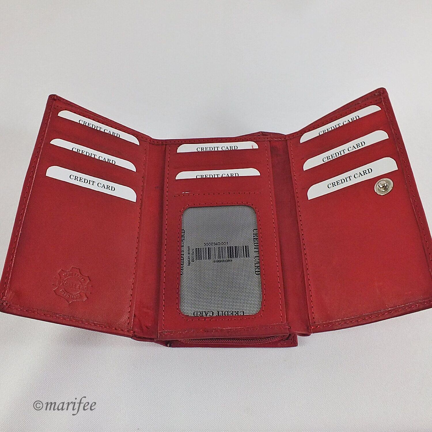 Damen-Echtleder-Geldbörse Excellanc, rot, 19 Fächer Damen-Echtleder-Geldbörse Excellanc, rot, 19 Fächer