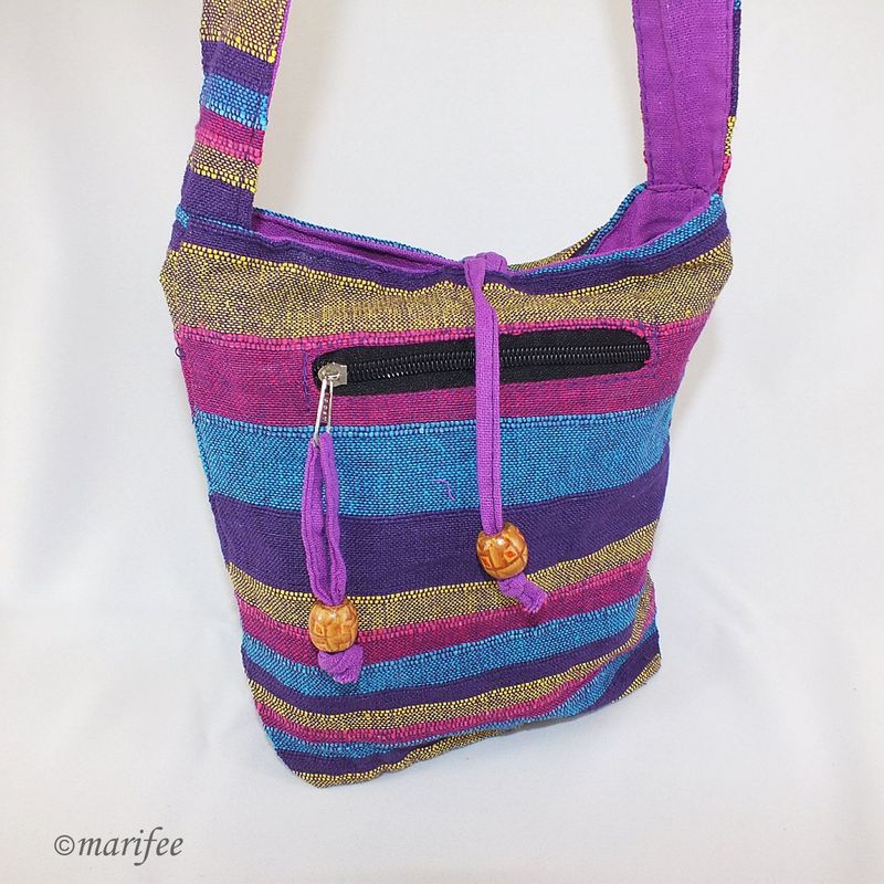 Nepal Umhängetasche Purple Stripes, Baumwolle