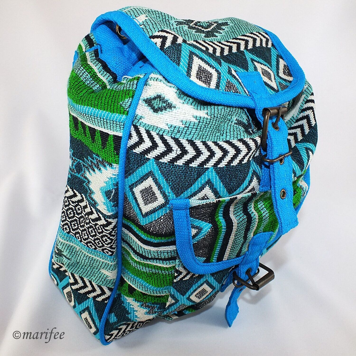 Jacquard-Rucksack Petrol, Vintage-Look, Baumwolle Jacquard-Rucksack Petrol, Vintage-Look, Baumwolle