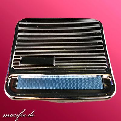 Edle Zigarettendrehmaschine, Metall, mit Deckelprägung Edle Zigarettendrehmaschine, Metall, mit Deckelprägung