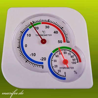 Thermometer-Hygrometer, analog, 75 × 75 × 12,5 mm Thermometer-Hygrometer, analog, 75 × 75 × 12,5 mm