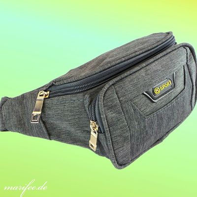 Bauchtasche Canvas, Unisex, 3 Fächer, Grau Bauchtasche Canvas, Unisex, 3 Fächer, Grau