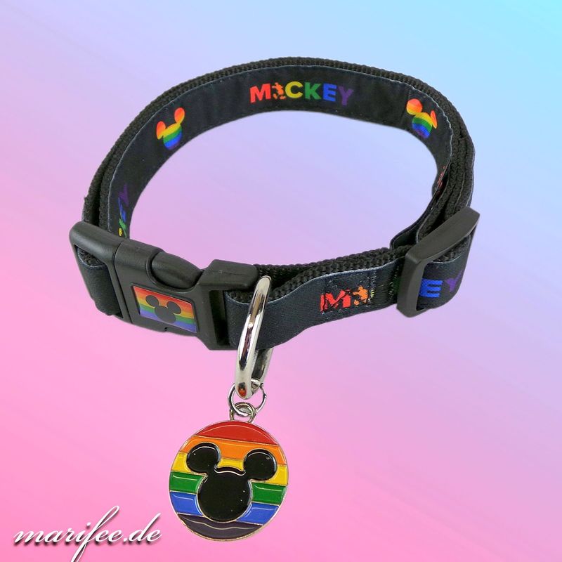 Hundehalsband Mickey, Schwarz, Gr. XXS-XS, Lizenzartikel