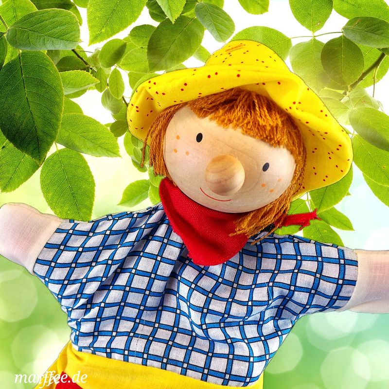 Handpuppe Hans, 30 cm aus Holz und Stoff, Puppenspiel Handpuppe Hans, 30 cm aus Holz und Stoff, Puppenspiel