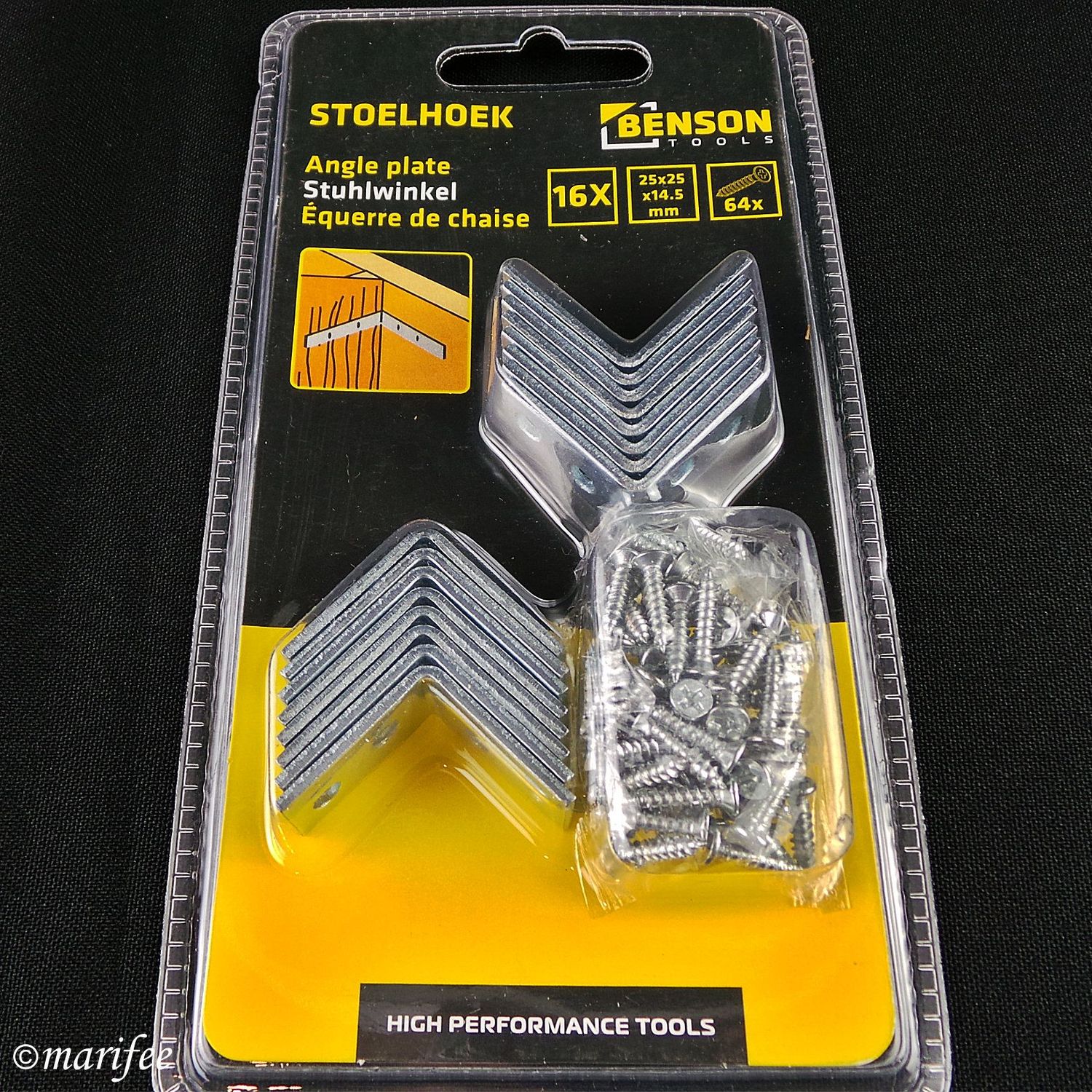 Stuhlwinkel 25 × 25 × 14,5 mm, 16 Stück inkl. 64 Schrauben Stuhlwinkel 25 × 25 × 14,5 mm, 16 Stück inkl. 64 Schrauben