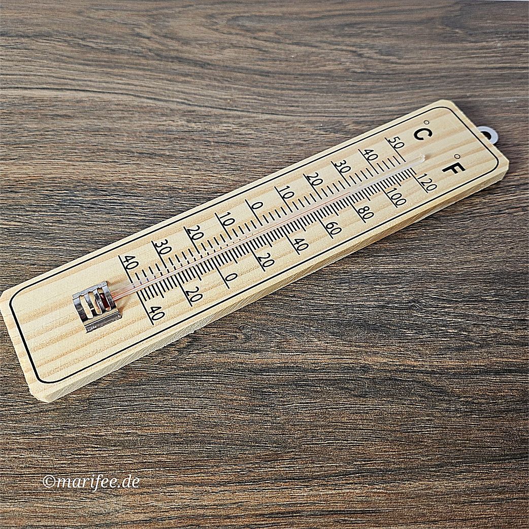 Grosses Holzthermometer Celsius und Fahrenheit Grosses Holzthermometer Celsius und Fahrenheit