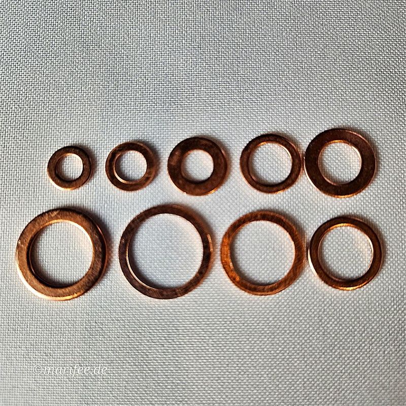 Kupferdichtringe, 10 Stück M 12, 16 × 0,85 mm, DIN 7603 Kupferdichtringe, 10 Stück M 12, 16 × 0,85 mm, DIN 7603