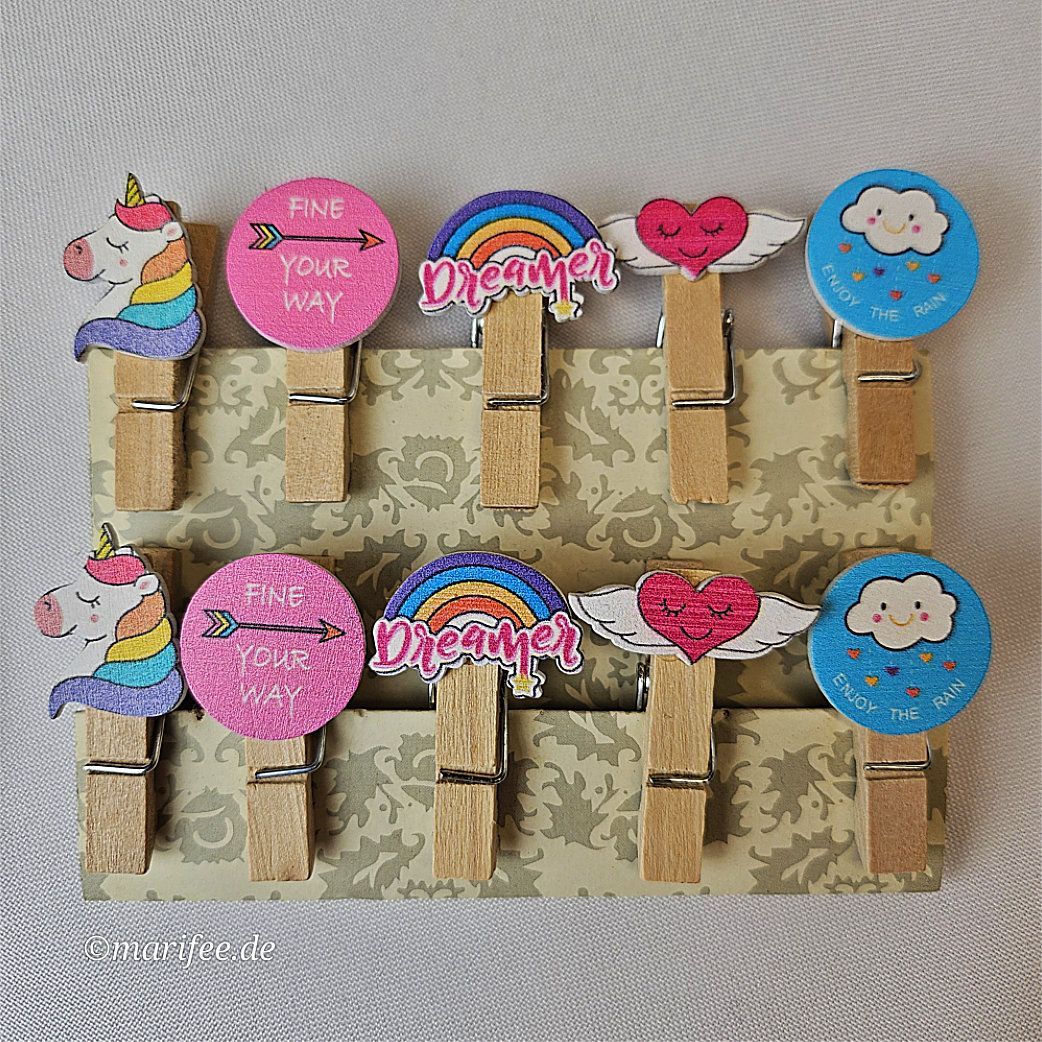 Motiv-Holz-Wäscheklammern 10 Stück, 36 × 19 × 11 mm Motiv-Holz-Wäscheklammern 10 Stück, 36 × 19 × 11 mm