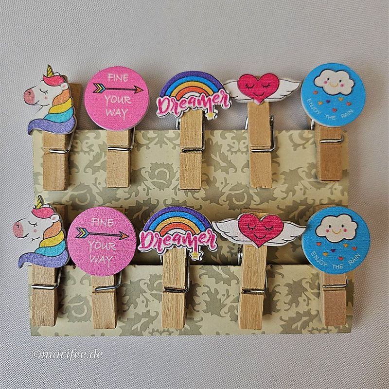 Motiv-Holz-Wäscheklammern 10 Stück, 36 × 19 × 11 mm Motiv-Holz-Wäscheklammern 10 Stück, 36 × 19 × 11 mm