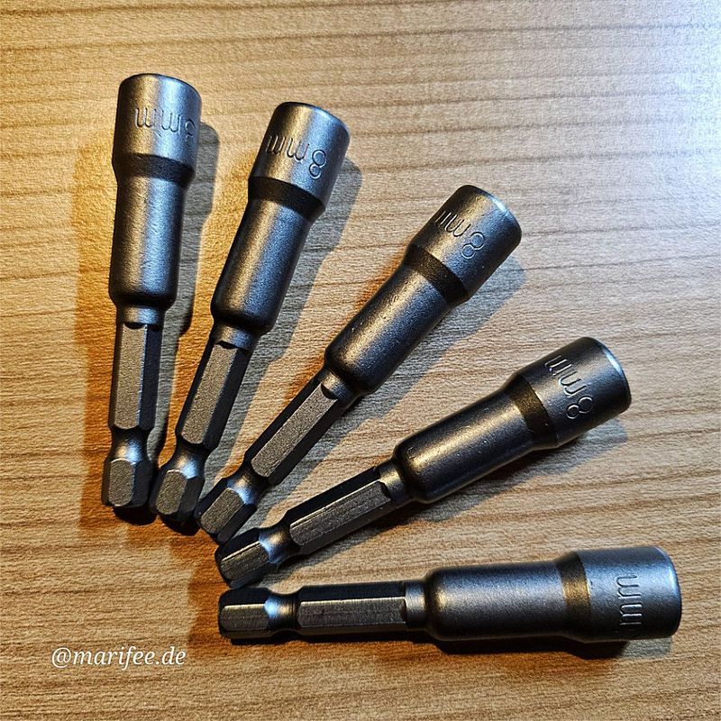 Stecknuss 8 mm, 5 Stück Sechskant-Bitnuss mit Magnet Stecknuss 8 mm, 5 Stück Sechskant-Bitnuss mit Magnet