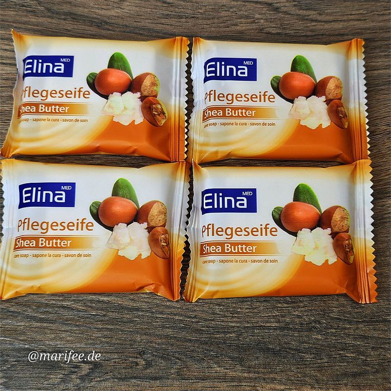 Pflegeseife Shea Butter, 4 Stück je 25 g, Elina Pflegeseife Shea Butter, 4 Stück je 25 g, Elina