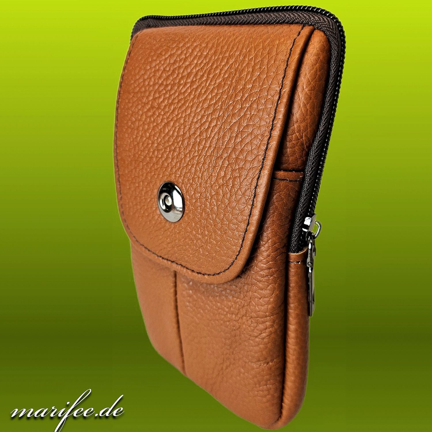 Gürteltasche Echtleder, Braun, 2 Fächer, Magnetverschluss Gürteltasche Echtleder, Braun, 2 Fächer, Magnetverschluss