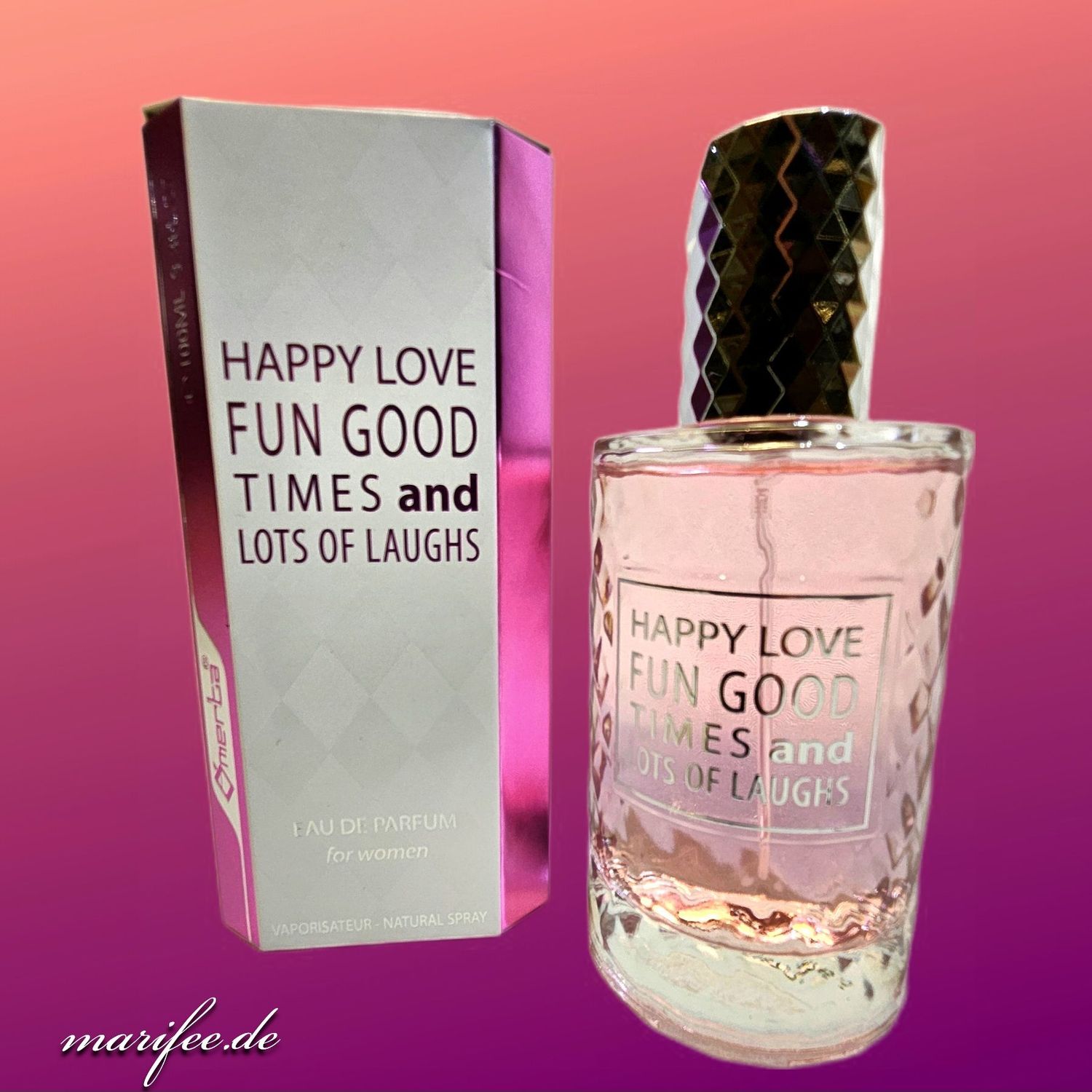 Eau de Parfum Happy Love Fun Good Times, 100 ml, Blumig-holzige Noten Eau de Parfum Happy Love Fun Good Times, 100 ml, Blumig-holzige Noten