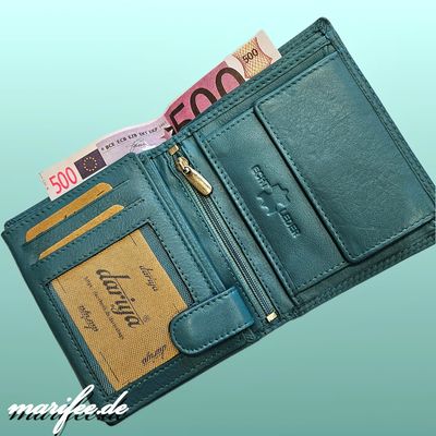 Kombi-Geldbörse Nappa-Leder, türkis, 18 Fächer, Unisex