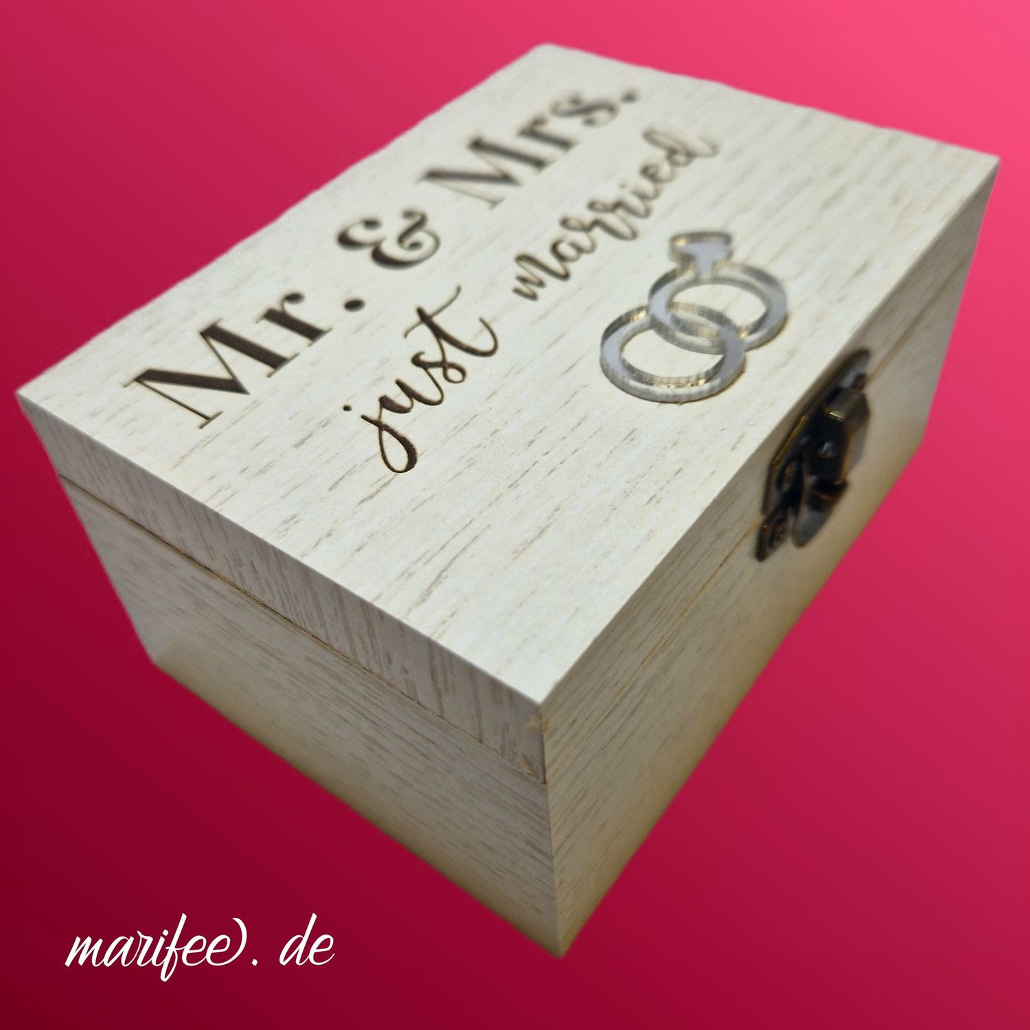 Musik-Holztruhe Hochzeit, Mr. & Mrs., Just Married, Hochzeitsmarsch