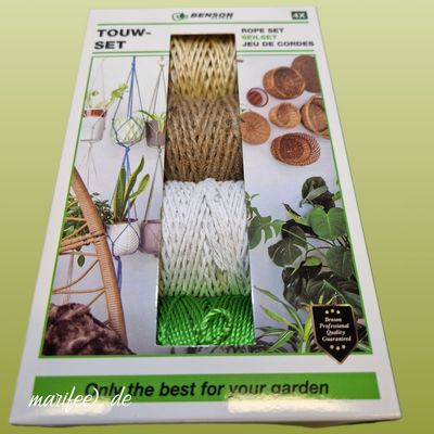 Seil-Set 4-teilig für Garten und Hobby, Sisal, Jute, PP, Baumwolle