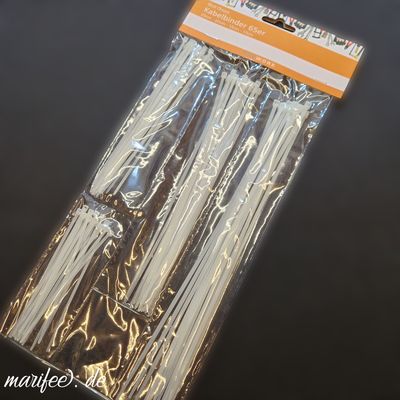 Kabelbinder-Sortiment, 4 Grössen, sortiert, 100 - 250 mm, Weiss, 65 Stück Kabelbinder-Sortiment, 4 Grössen, sortiert, 100 - 250 mm, Weiss, 65 Stück