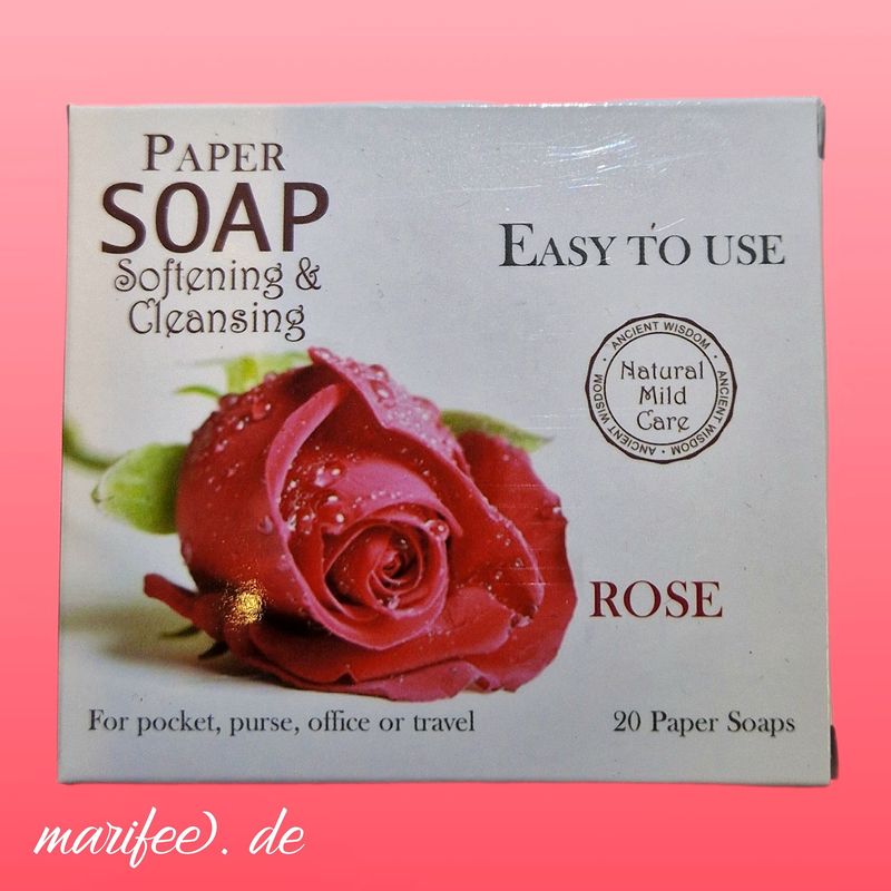 Papierseife Rose, 20 Blätter im Klappetui, Hygiene für unterwegs Papierseife Rose, 20 Blätter im Klappetui, Hygiene für unterwegs
