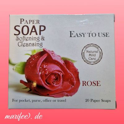 Papierseife Rose, 20 Blätter im Klappetui, Hygiene für unterwegs Papierseife Rose, 20 Blätter im Klappetui, Hygiene für unterwegs