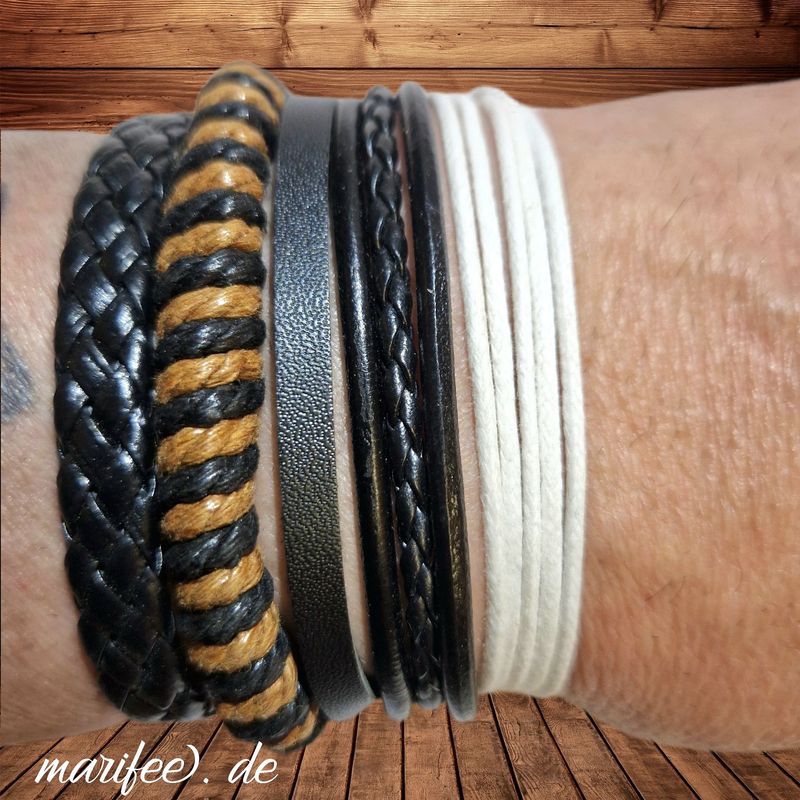 Lederarmband-Set, 4 Stück mehrsträngige Armbänder
