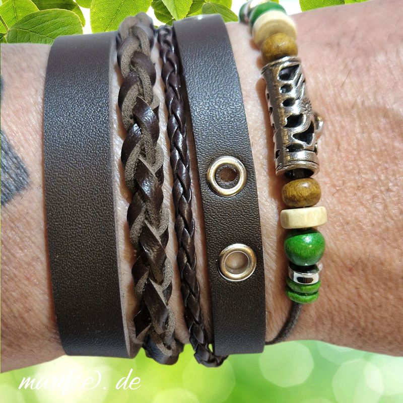 Lederarmband-Set, 3 Stück mehrsträngige Armbänder
