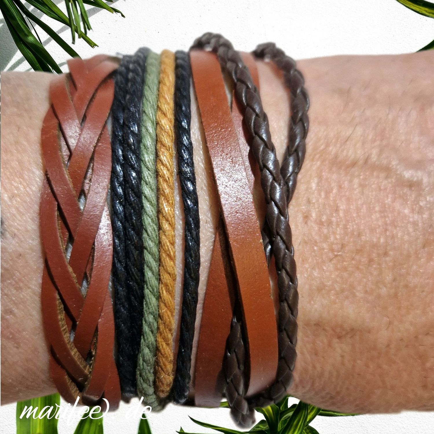 Lederarmband-Set, 3 Stück mehrsträngige Armbänder