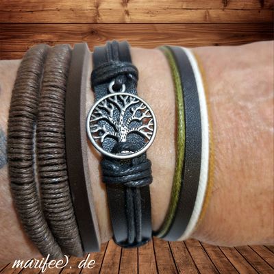 Lederarmband-Set, 3 Stück mehrsträngige Armbänder