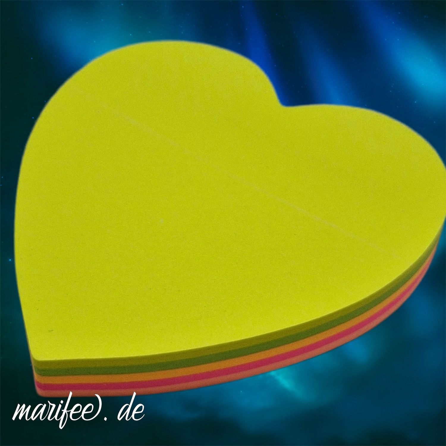 Herzförmige Haftnotizen, 100 Blatt in 5 Farben, 70 × 70 mm