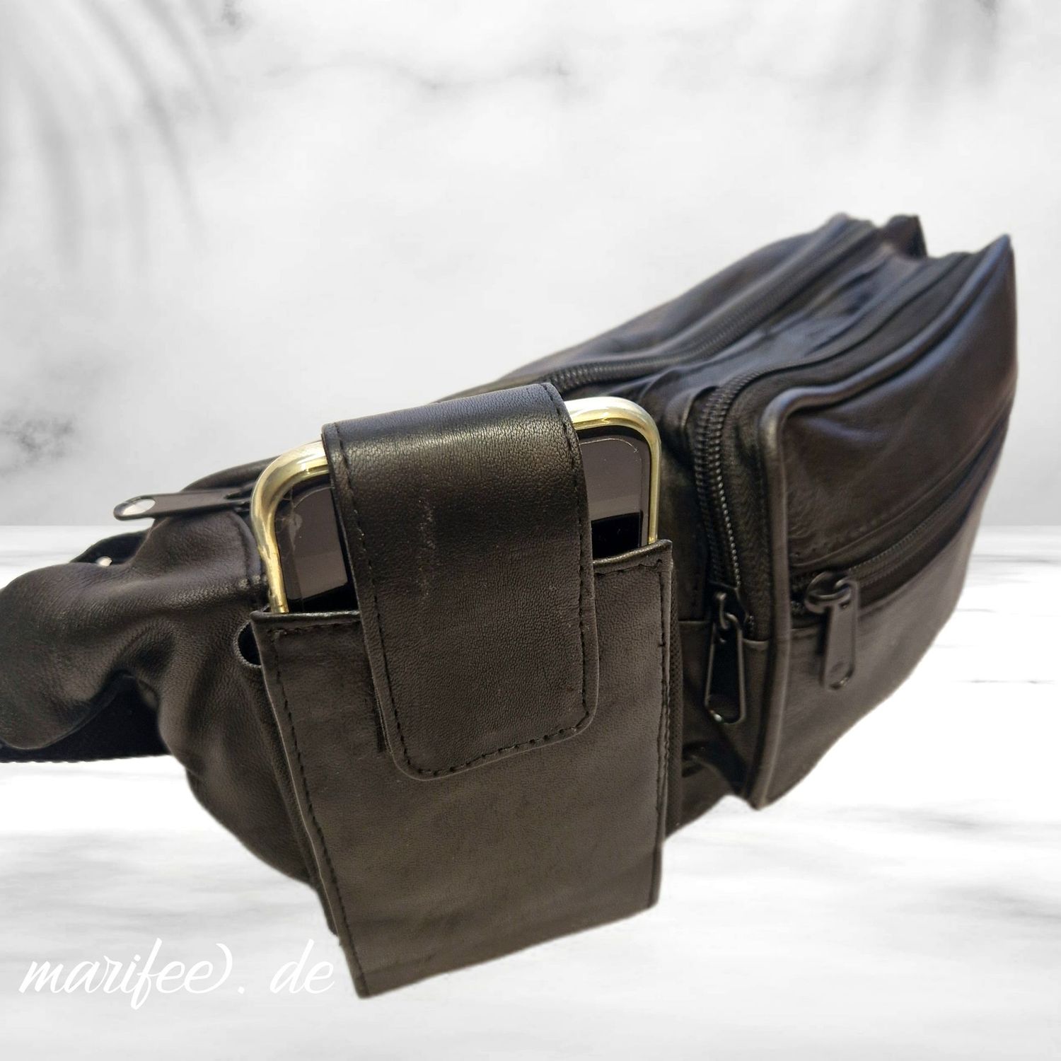 Bauchtasche Leonardo Verrelli, Schwarz, weiches Echtleder, 5 Fächer Bauchtasche Leonardo Verrelli, Schwarz, weiches Echtleder, 5 Fächer