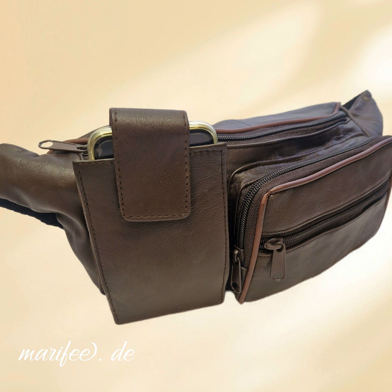 Bauchtasche Leonardo Verrelli, dunkelbraun, weiches Echtleder, 5 Fächer Bauchtasche Leonardo Verrelli, dunkelbraun, weiches Echtleder, 5 Fächer