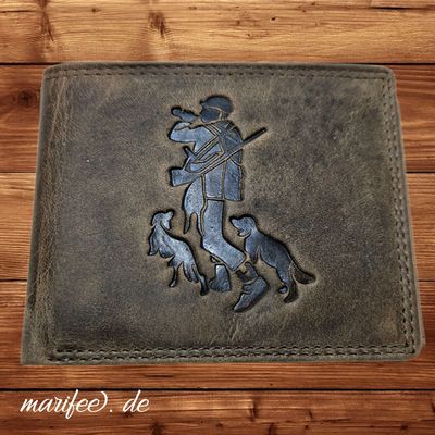 Echtleder-Geldbörse, Akzent, Jäger, Antikbraun mit RFID-Schutz Echtleder-Geldbörse, Akzent, Jäger, Antikbraun mit RFID-Schutz
