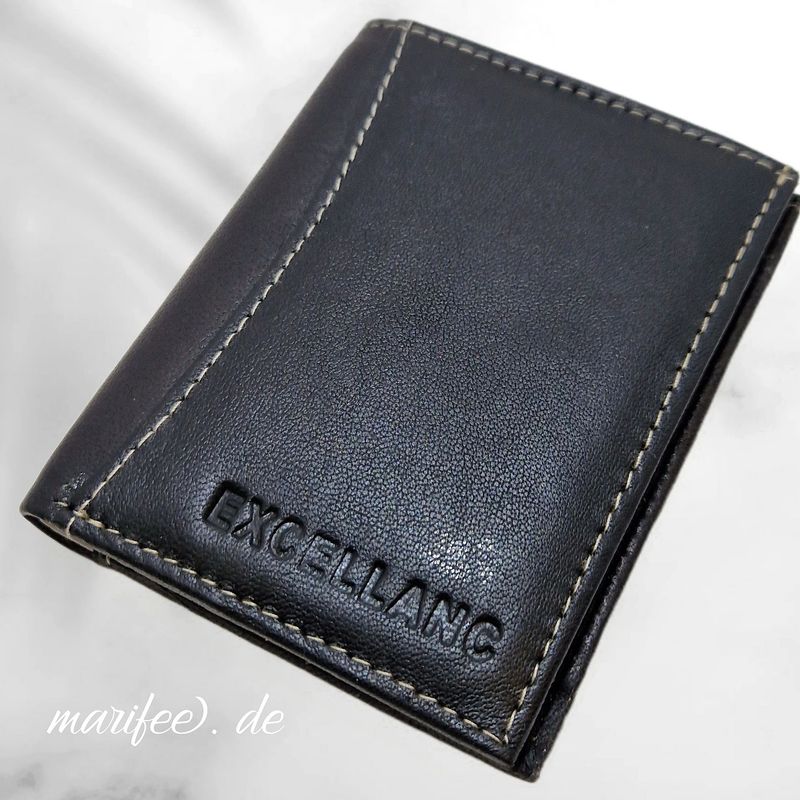 Excellanc Mini-Geldbörse, Echtleder, Schwarz-Grau, 80 x 104 x 12 mm Excellanc Mini-Geldbörse, Echtleder, Schwarz-Grau, 80 x 104 x 12 mm