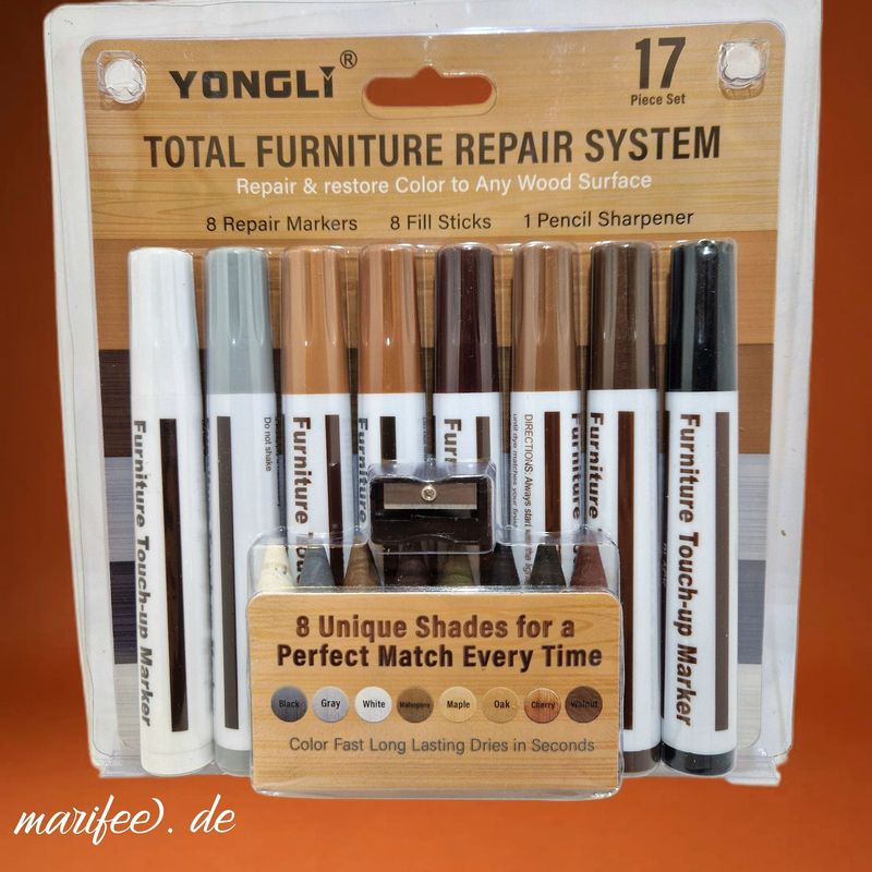 Möbel und Holz-Reparatur-Set 17-teilig, für verschiedene Holzfarben Möbel und Holz-Reparatur-Set 17-teilig, für verschiedene Holzfarben