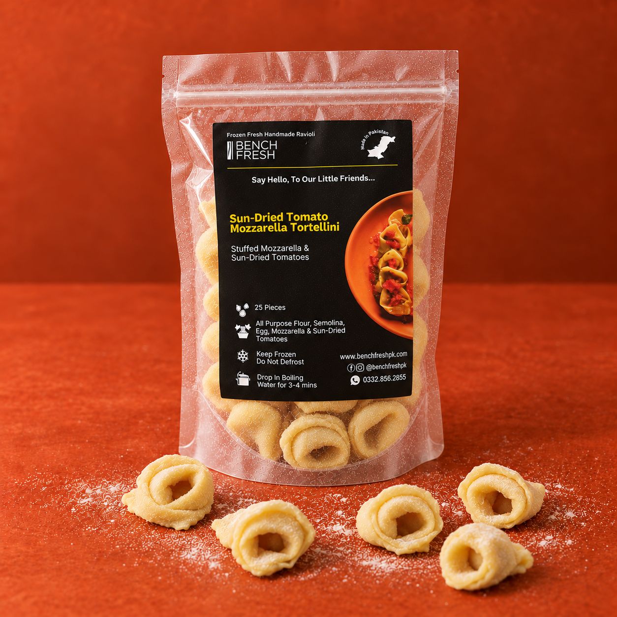 Sun-Dried Tomato Mozzarella Tortellini - 25 pieces per box (Frozen Fresh)