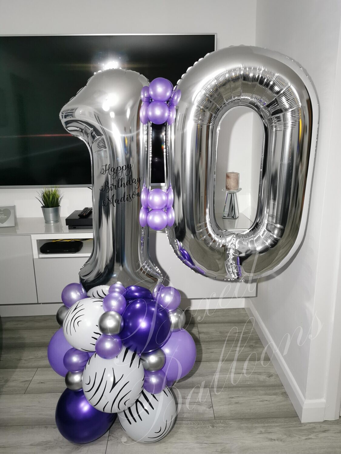 Zebra Print Themed Number Balloon Column