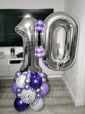 Zebra Print Themed Number Balloon Column