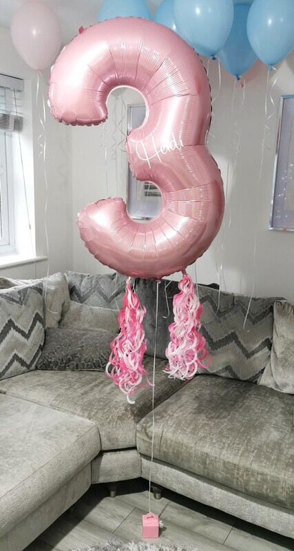 Personalised 40" Jumbo Foil Number Balloon With Tails
