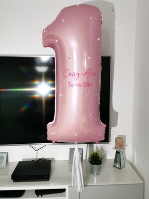 Personalised 40" Jumbo Pastel Pom Pom Foil Number Balloon