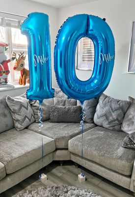 Blue 34 Inch Helium Filled Number Foil Balloon