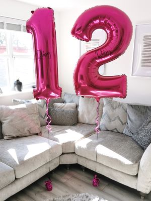 Pink 34 Inch Helium Filled Number Foil Balloon