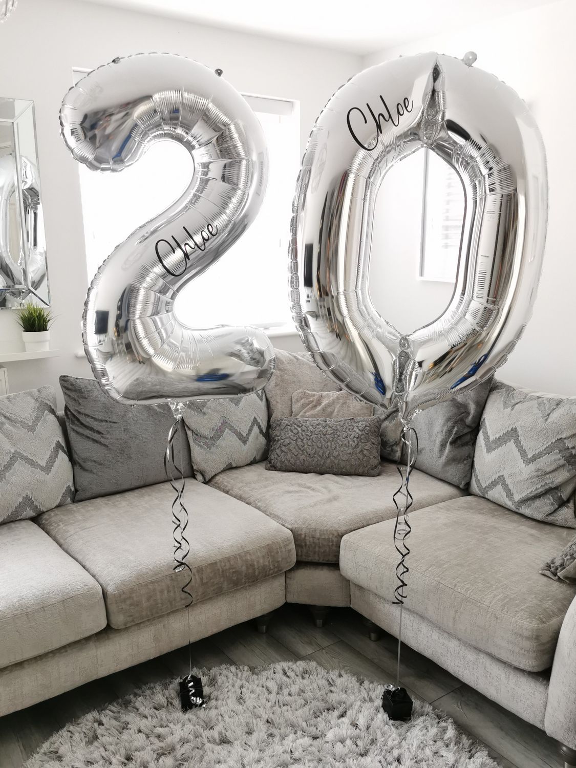 Silver 34 Inch Helium Filled Number Foil Balloon