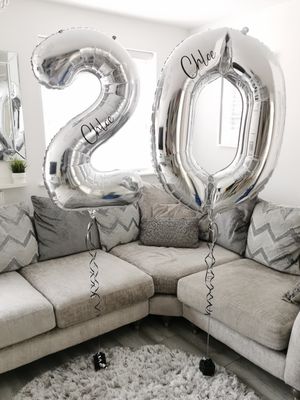 Silver 34 Inch Helium Filled Number Foil Balloon
