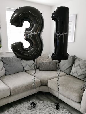 Black 34 Inch Helium Filled Number Foil Balloon