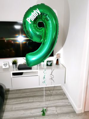Green 34 Inch Helium Filled Number Foil Balloon