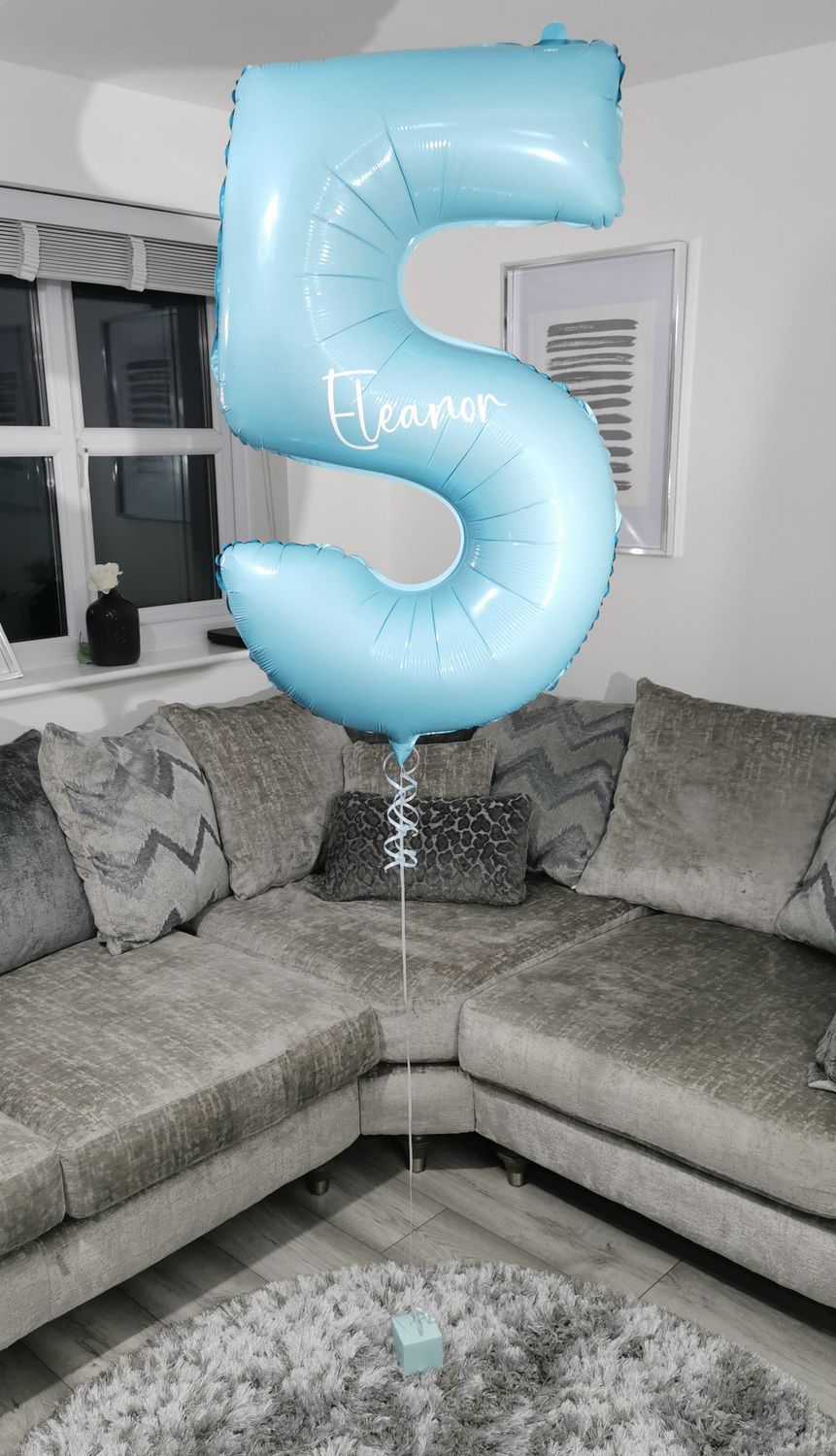 Pastel Blue 34 Inch Helium Filled Number Foil Balloon